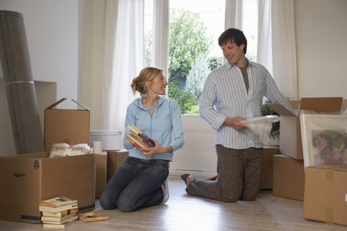 Professional movers managing access for a Swiss Cottage office move