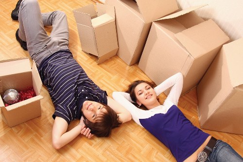 Moving van and boxes during a local house relocation in Swiss Cottage