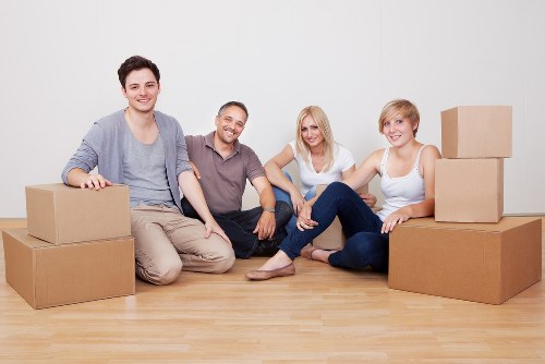 Prepared moving boxes and furniture for a Swiss Cottage house move
