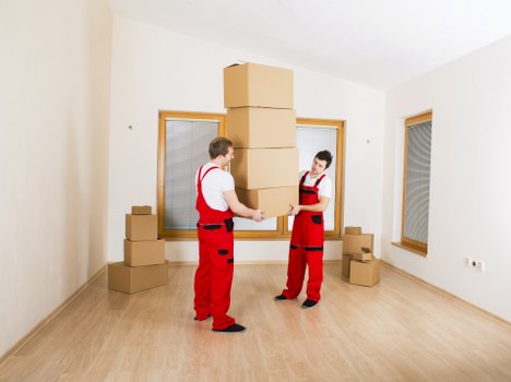 Moving van loaded securely with protective equipment and careful packing